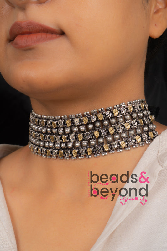 Gauhar Dual Tone Choker Necklace