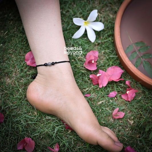 Black Beads Nazarbattu Anklet