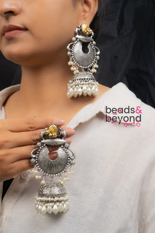 Esha Dual Tone Jhumka Earrings