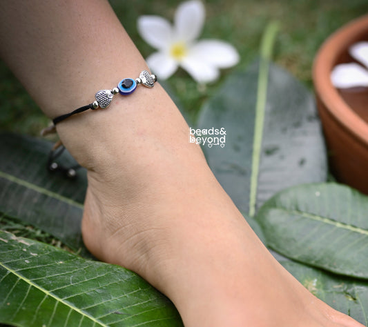 Heart With Fish Scales Evil Eye Nazarbattu Anklet