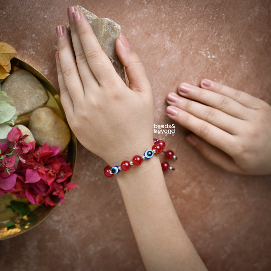 Red Bead Bracelet with Evil Eye