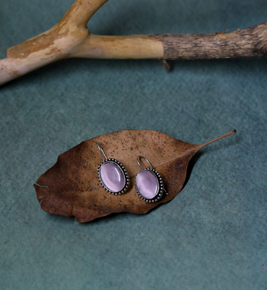 Oval Stone Drop Earrings