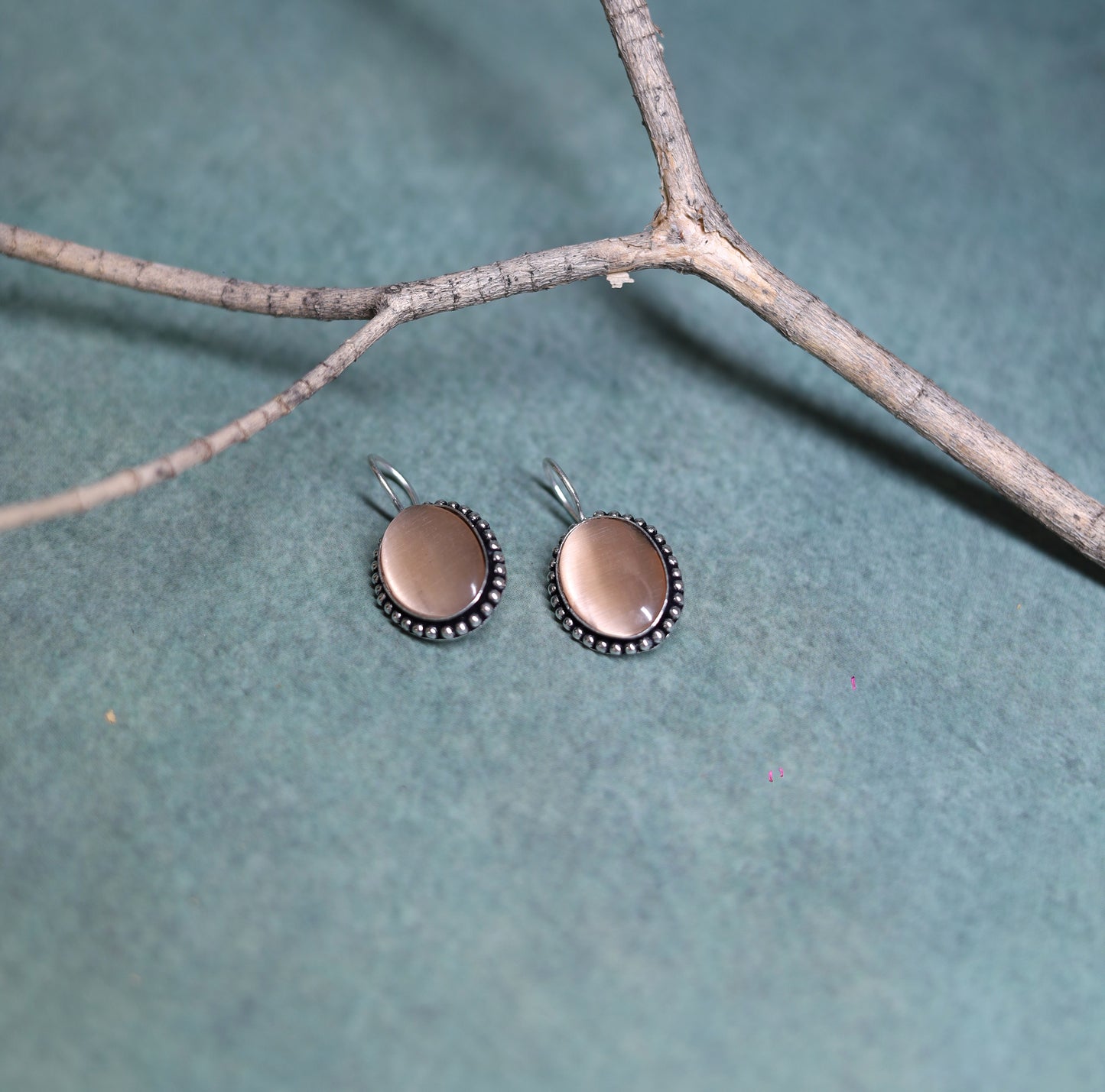 Oval Stone Drop Earrings